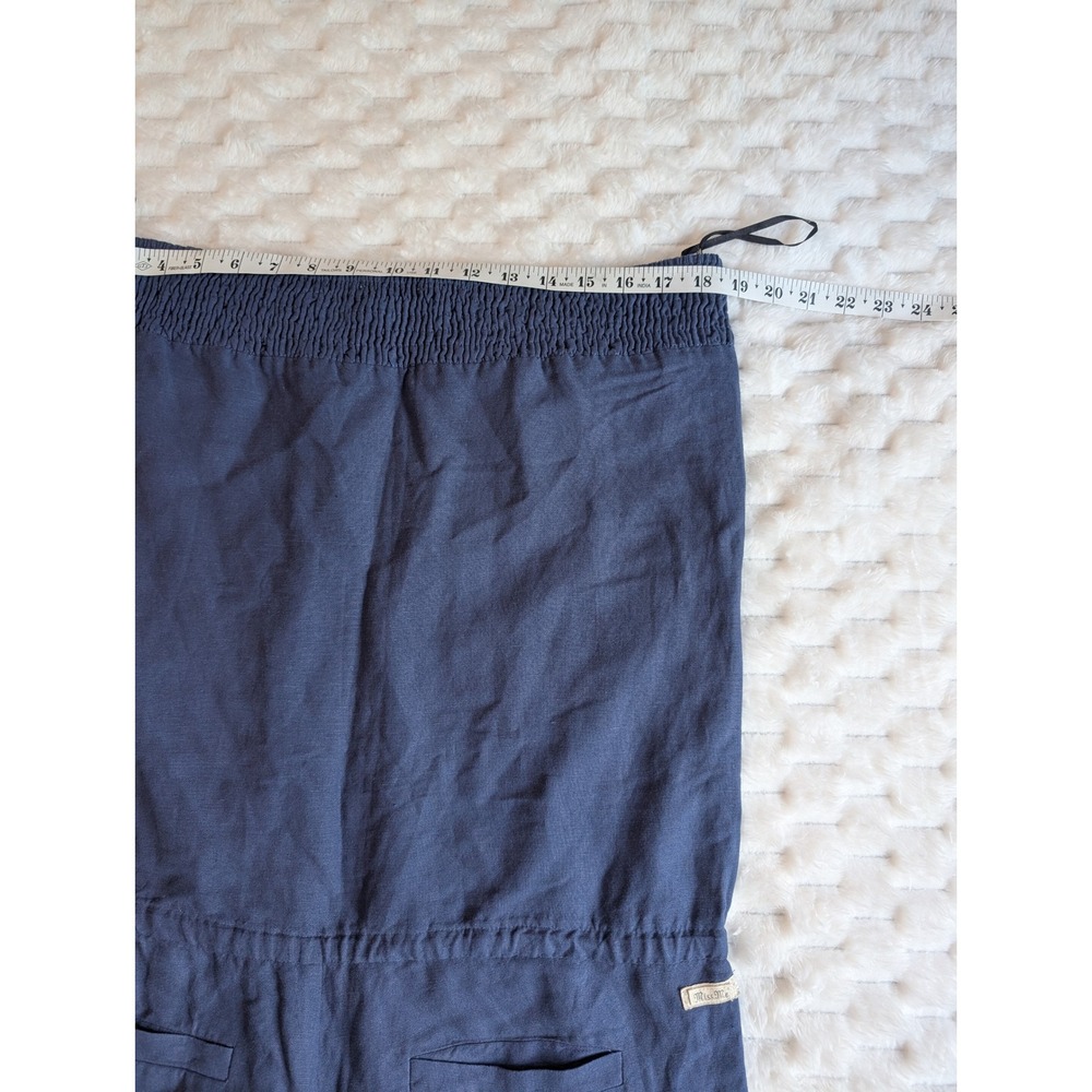 Miss Me Embroidered Romper Drawstring Waist Pockets Blue Boho Size L‎ - Picture 10 of 10
